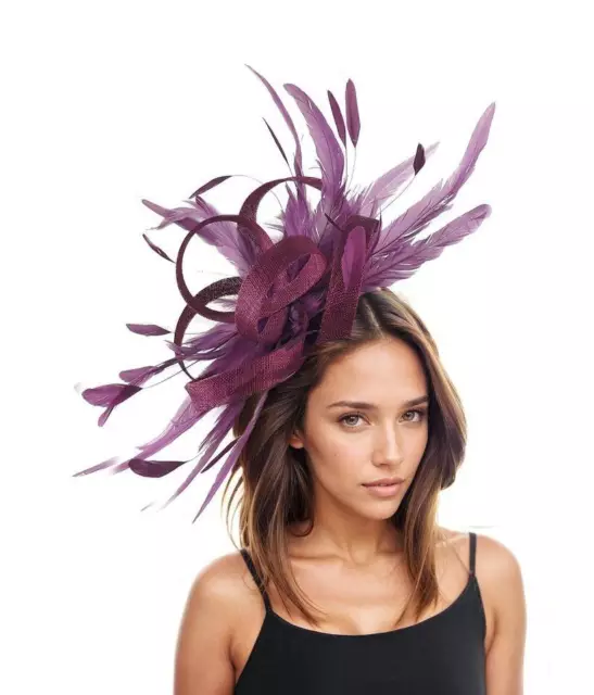 Plum Purple Statement Fascinator Hatinator Hat Kentucky Derby Oaks Ladies Royal