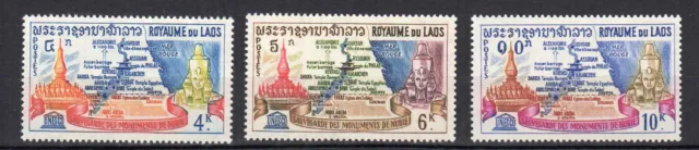 Royaume du Laos 1964 monuments de Nubie Y&T 94 à 96 3 timbres MNH/TE3893