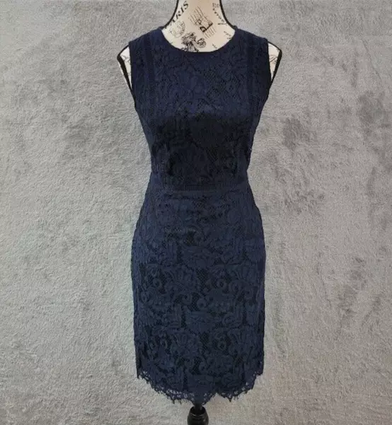 Banana Republic Dress Womens 4 Navy Blue Lace Floral Embroidered A Line Sheath