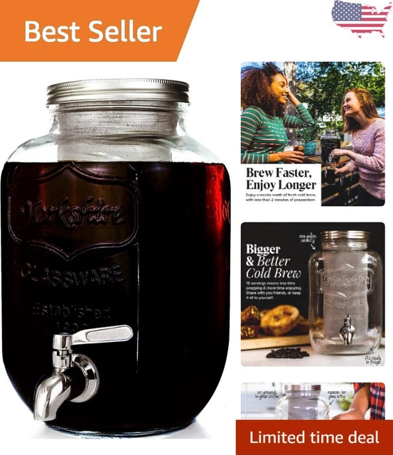 EASY COLD BREW Coffee Maker 1 Gallon Iced Tea & Coffee Stainless