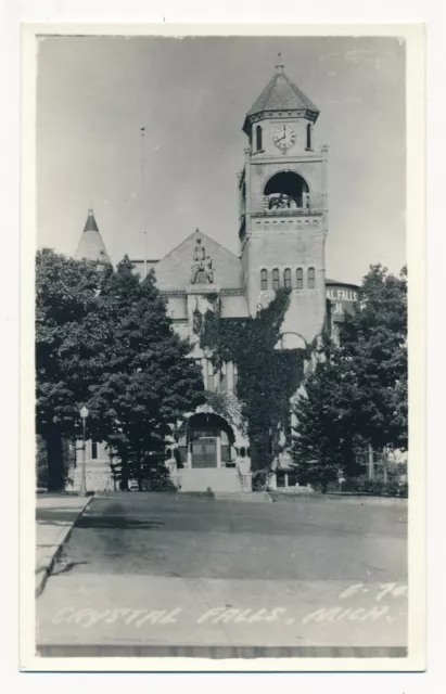 Iron County Court House, Crystal Falls, Michigan RPPC