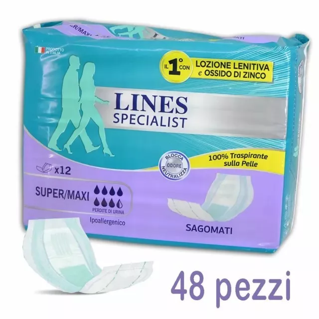 48 Pannoloni Assorbenti Lines Specialist sagomati super maxi Per incontinenza 3