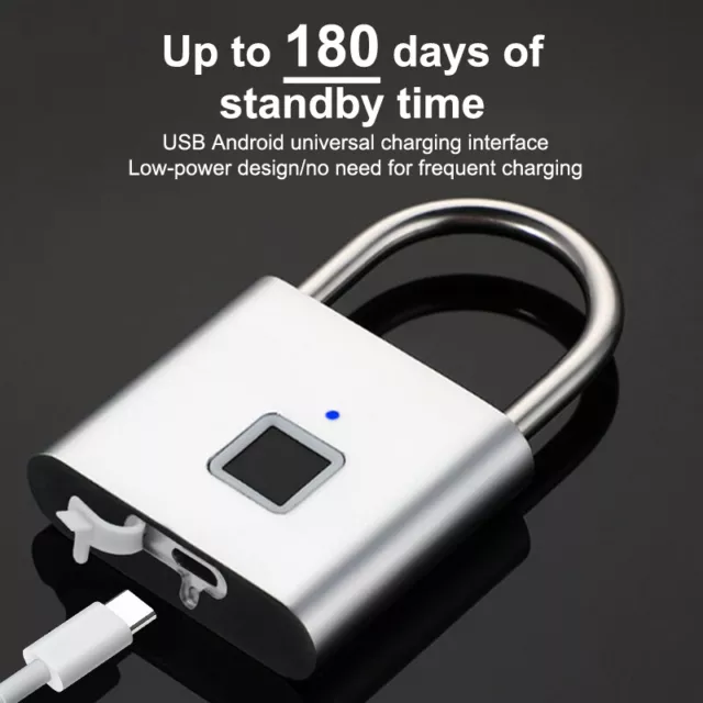 Smart Fingerprint Padlock Waterproof Biometric Fingerprint Keyless Door Lock USB