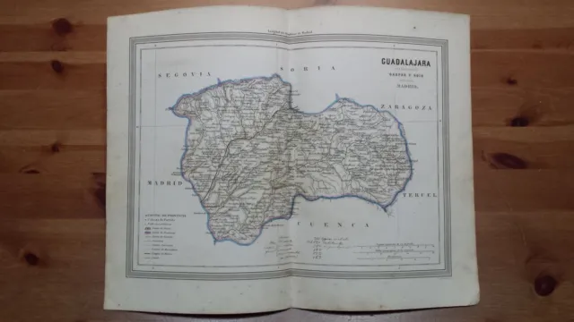 1864 MAPA de GUADALAJARA Por D. Martin Ferreiro Gaspar y Roig Editores Madrid