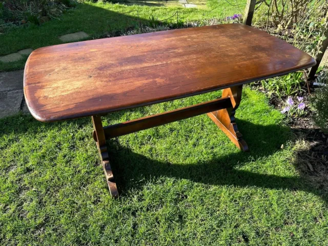 Ercol Elm 6/8 Seater Refectory Dining Table Antique Reproduction Vintage