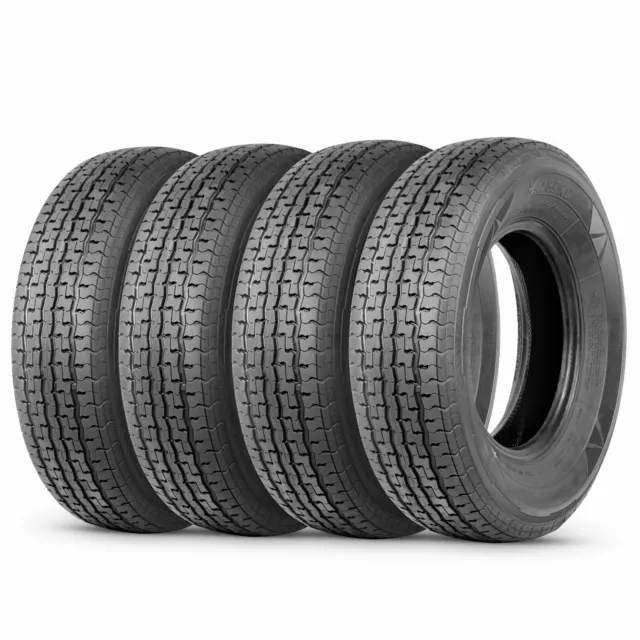 Set 4 ST205/75R15 Trailer Tires Radial 8Ply 205/75/15 Load Range D Tubeless Tyre