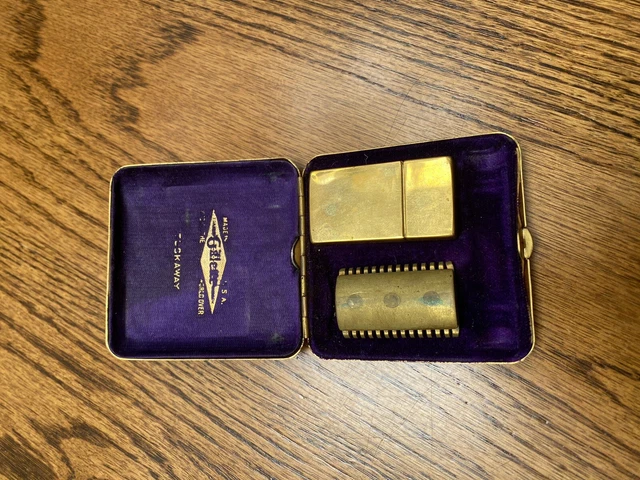 ANTIQUE 1920 Gillette "Tuckaway" Safety Razor w/ Original Metal Case