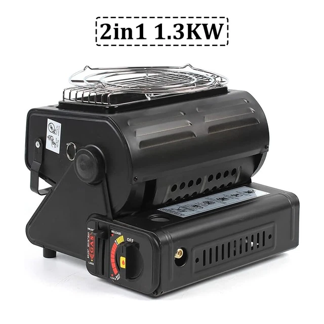 2in1 Tragbare Gasheizung 1,3KW Camping Butan Gas Kocher Keramik
