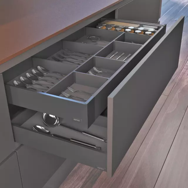 SAMET Push to Open Cassetto Cucina Galleria Guida Vetro Corridori Laterali Antracite