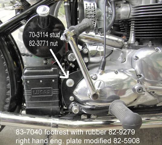 70-3114 Triumph STUD E3114 crank to rotor, engine plates to frame to 66, 26 TPI 3