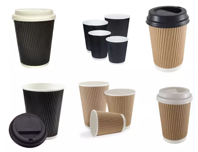 Disposable Tea Coffee Paper triple walled Cups Kraft Cups For Hot And Cold Drink