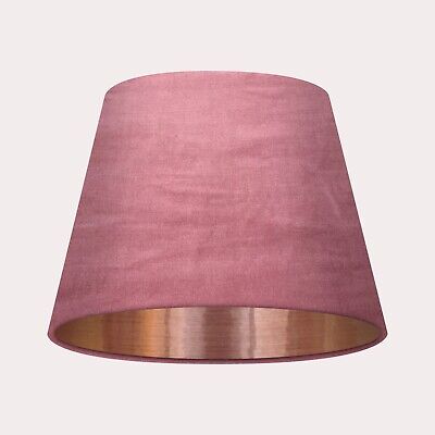 Lampshade Tapered Dusky Pink Velvet Brushed Copper Empire Light Shade