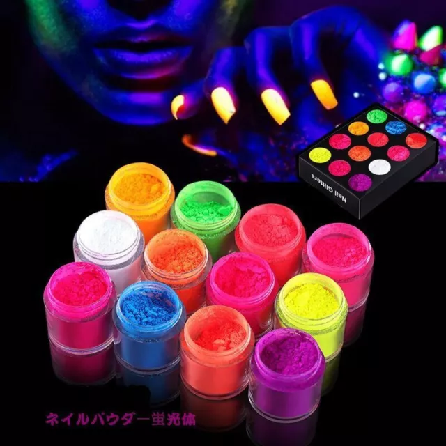 Neon Pigment Powder Fluorescent Nail Glitter Ombre Chrome Dust for