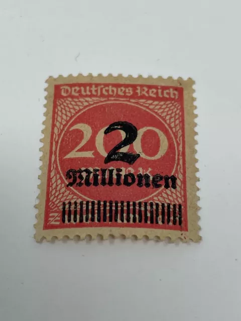 1923 Weimar Republic German Empire overprint stamp 2 million on 200 mark stamp