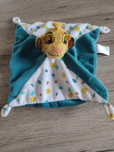 Doudou Plat Carré Simba Toys Disney Roi Lion Blanc Bleu Vert Jaune 25/25Cm