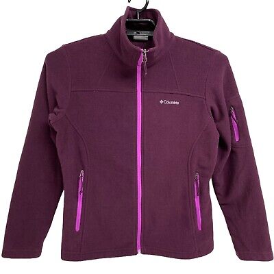 COLUMBIA Rosso Grigio Cerniera Intera in Pile USATO WOMEN'S TAGLIA XL 
