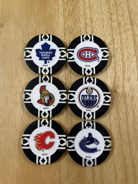 NHL poker chip lot 6x Different Clay 2009 Canadian hockey teams Free Shipping SP