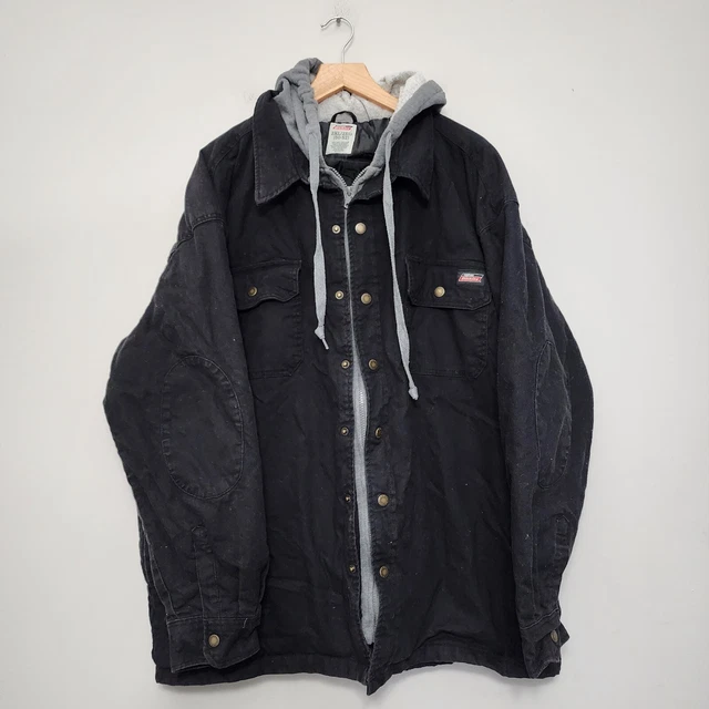 Dickies Canvas Quilted Lined Over Shirt Work Chore Coat Jacket Hoodie Black 2XL