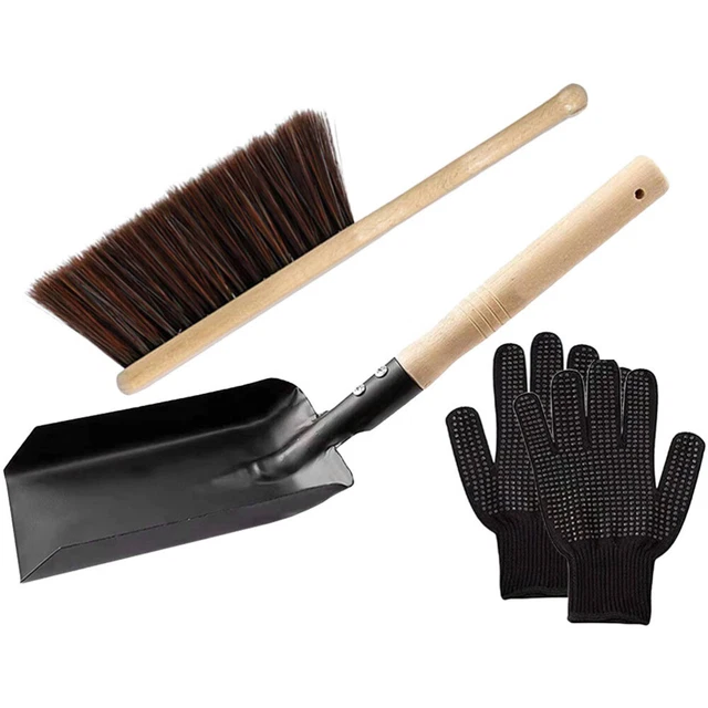 1 set camino pala per cenere kit Fireside cenere pala guanti pennello camino Rei