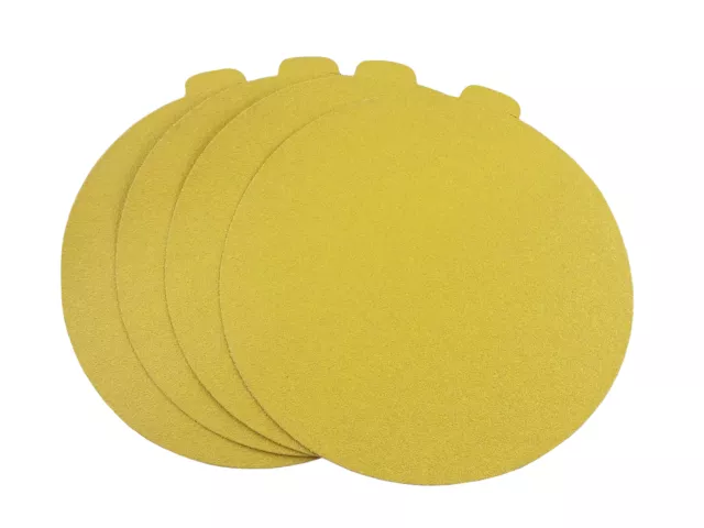 8 Inch Gold Adhesive PSA Paper Tab Sanding Discs (25 Pack, 40 Grit)