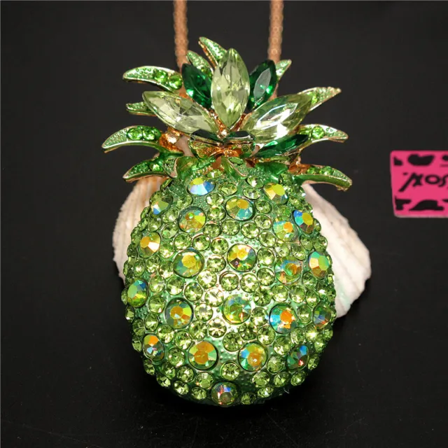 New Green Rhinestone Pineapple Crystal Pendant Fashion Women Chain Necklace