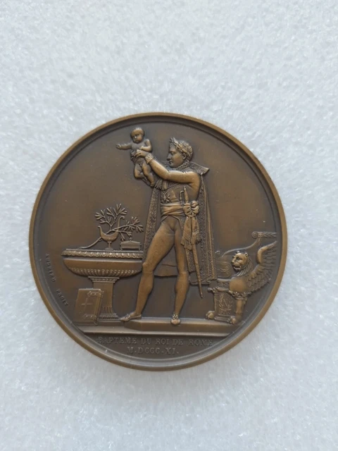 Médaille Napoléon Baptême Roi De Rome 1811 Andrieu Denon Bronze SUP 113mm