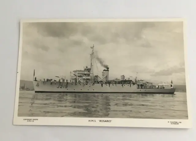 Hms Rosario Postcard Royal Navy Ww2 Algerine Class Minesweeper