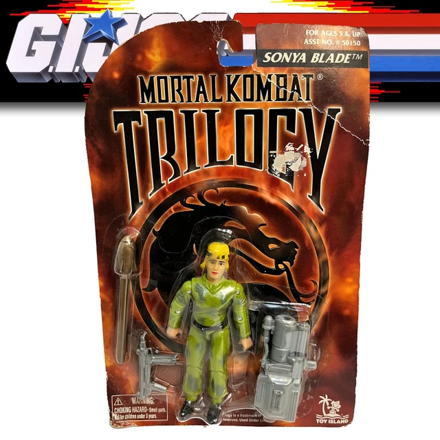 MORTAL KOMBAT TRILOGY Sonya Blade Figure MOC 1996 Toy Island Silver gun