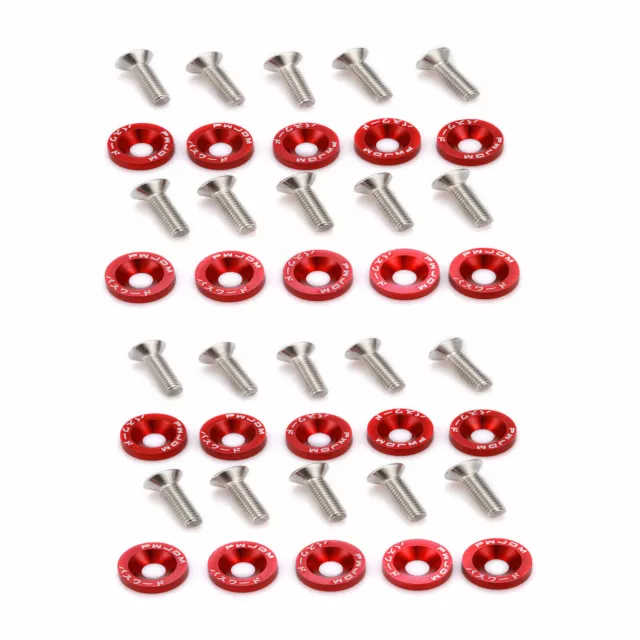 20pcs Red Billet Aluminum Fender/Bumper Washer/Bolt Engine Bay Dress Up Kit 3