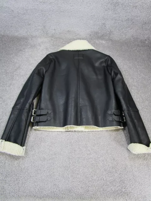 Blanknyc Jacket Womens Small Black Faux Leather Fleece Lined Crop 3