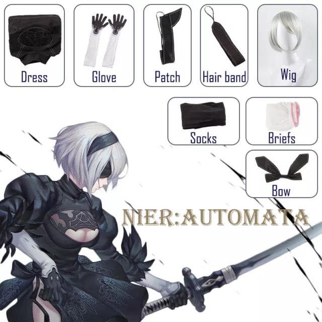 Nier Automata Cosplay Costume Yorha 2B Outfit Games Suit Women Party Fancy Dress