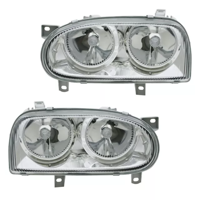 Design Scheinwerfer Klarglas Set für VW Golf 3 Bj. 91-97 Chrom H7