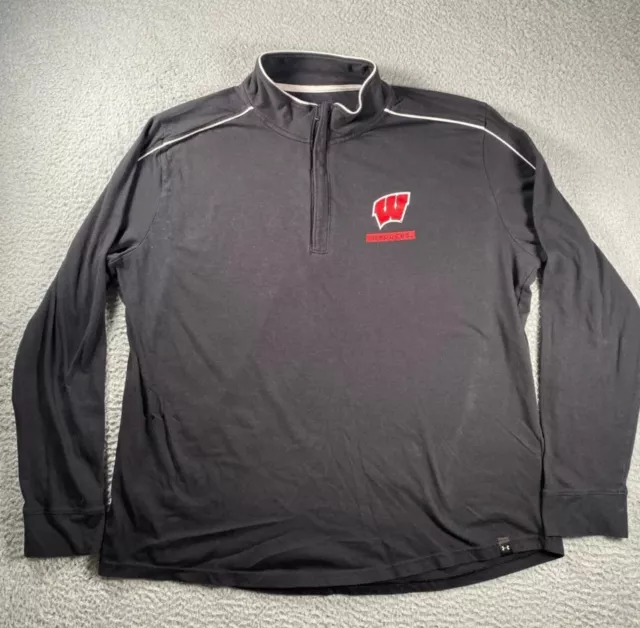 Under Armour Wisconsin Badgers Blouse Womens XL Black Quarter Zip Long Sleeve