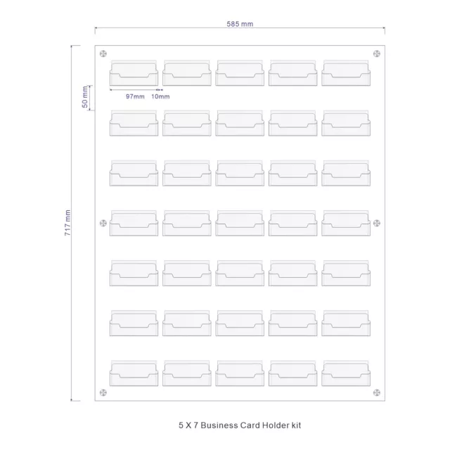 5x7 Pocket Wall Mounted Business Card Holder Unit / 35 Pocket BusineCard Display