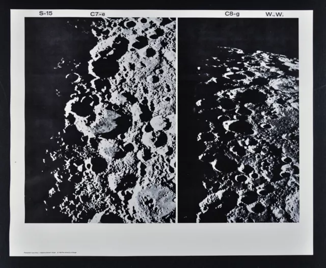 1960 Lunar Moon Map Photo Craters - Mount Wilson Observatory Plates W119 & W123