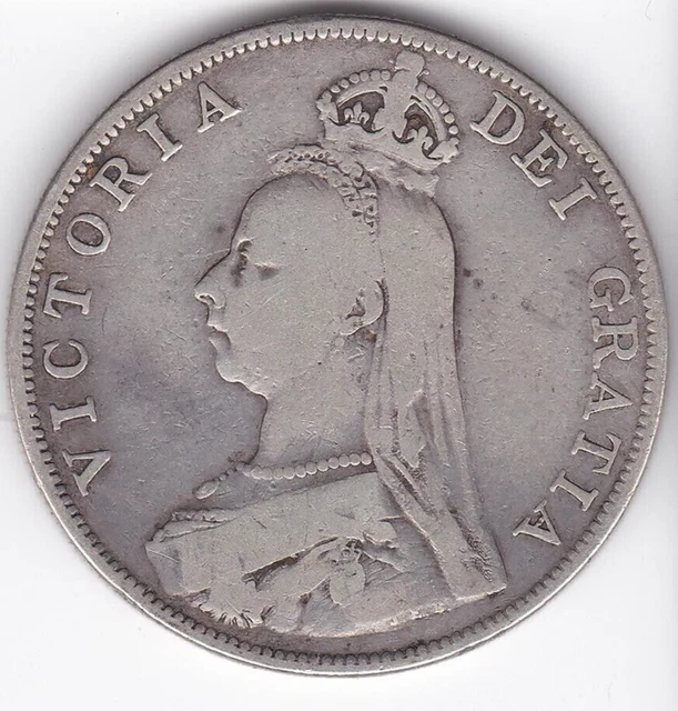 1889 Great Britain Queen Victoria Double Florin LARGE SILVER COIN - RARE
