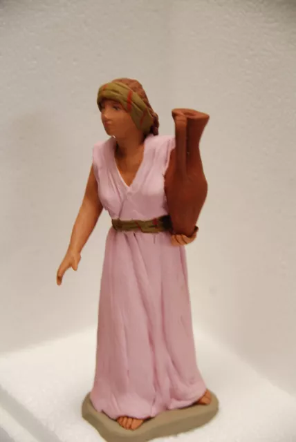 Figura barro Palillo Belen Delgado 12 cm PIEZA UNICA Christmas Navidad Rosa