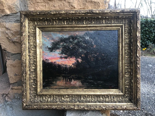 Tableau Huile Sur Panneau - Étude D'Arbre École Française XIXème Siècle, Dans Son Cadre Ancien