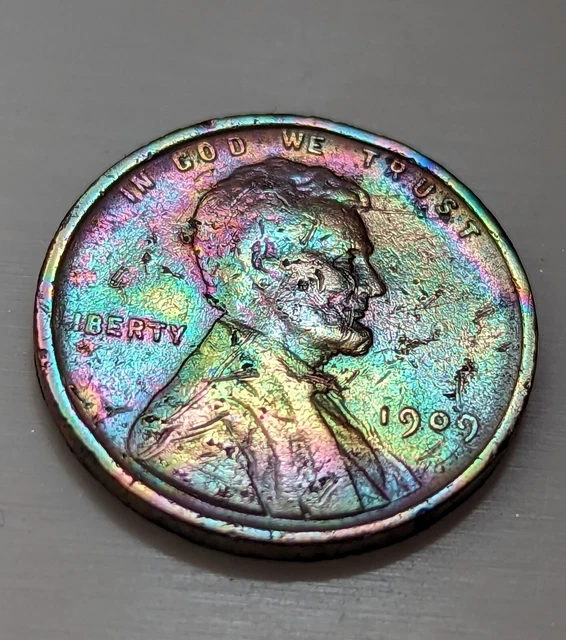 1909 VDB Rainbow Toned Lincoln Wheat Cent Penny w/ Errors Issues Key Date  🌈
