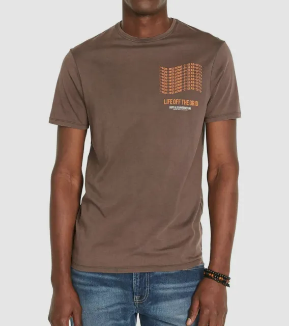 NWT $147 Buffalo David Bitton Men Gray Short-Sleeve Crew-Neck Graphic T-Shirt L
