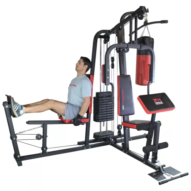 TrainHard® Kraftstation Fitnessstation Fitnesscenter Hantelbank m. 65kg Gewicht 2