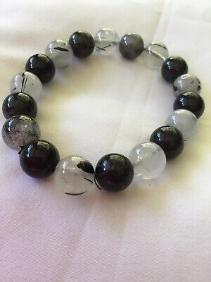 Natural Black Tourmaline Round 10mm beads High Quality Bracelet Healing Gemstone 2