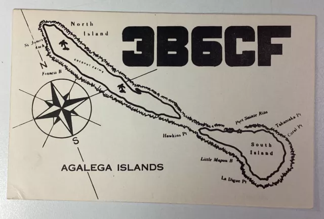 Agalega Islands 1973 QSL Card Mauritius Jacky Indian Ocean
