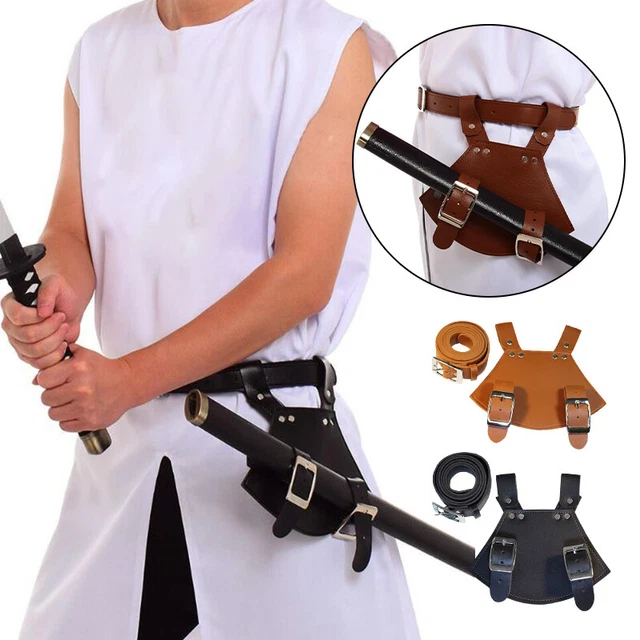 Medieval Sword Frog Holster With Belt Rapier Scabbard Holder Belt PU Leather