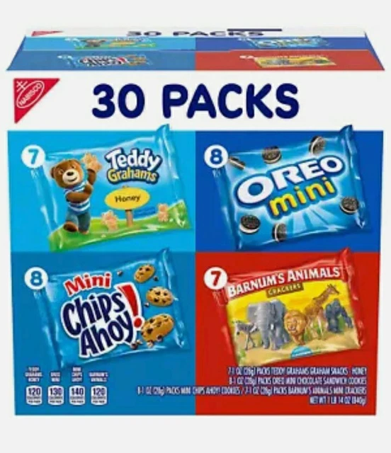 30 CT. NABISCO Variety Pack, Oreo, Chips Ahoy,Teddy Grahams & Animal