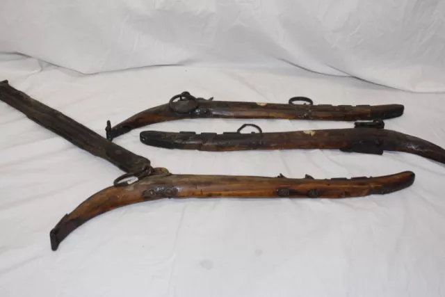 Lot of 4 Pc. Vintage Wooden Horse Harness Yoke Collar Pieces Western/Primitive
