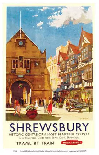 Vintage Shrewsbury Art Print Railway Travel Poster A1/A2/A3/A4