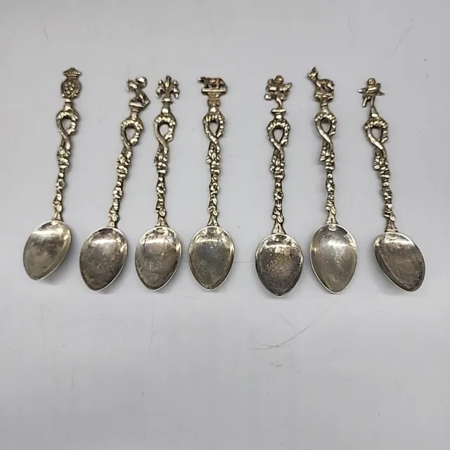 Italian Silver tone Demitasse Figural Souvenir Spoons Set Of 7