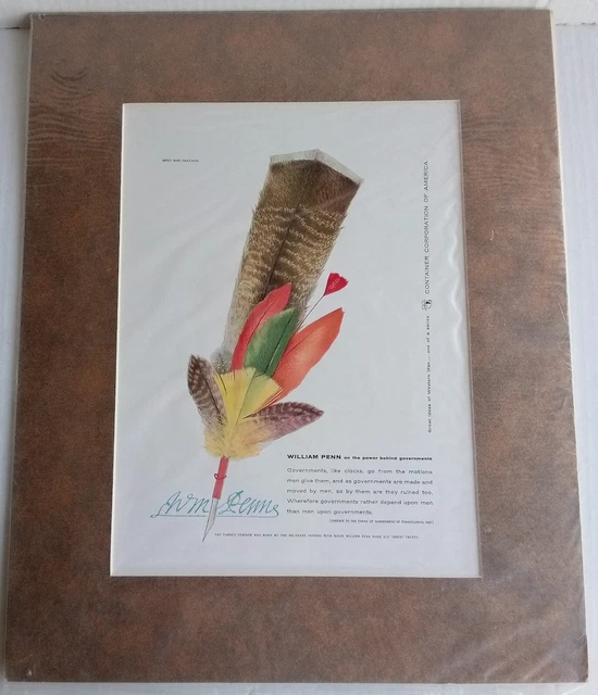 Container Corporation of America Great Ideas of Man WILLIAM PENN Ad MATTED