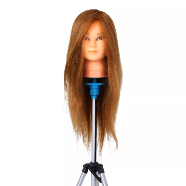 Hairdresser Training Practice Head Mannequin Head Real Hair Cosmetology C1B0